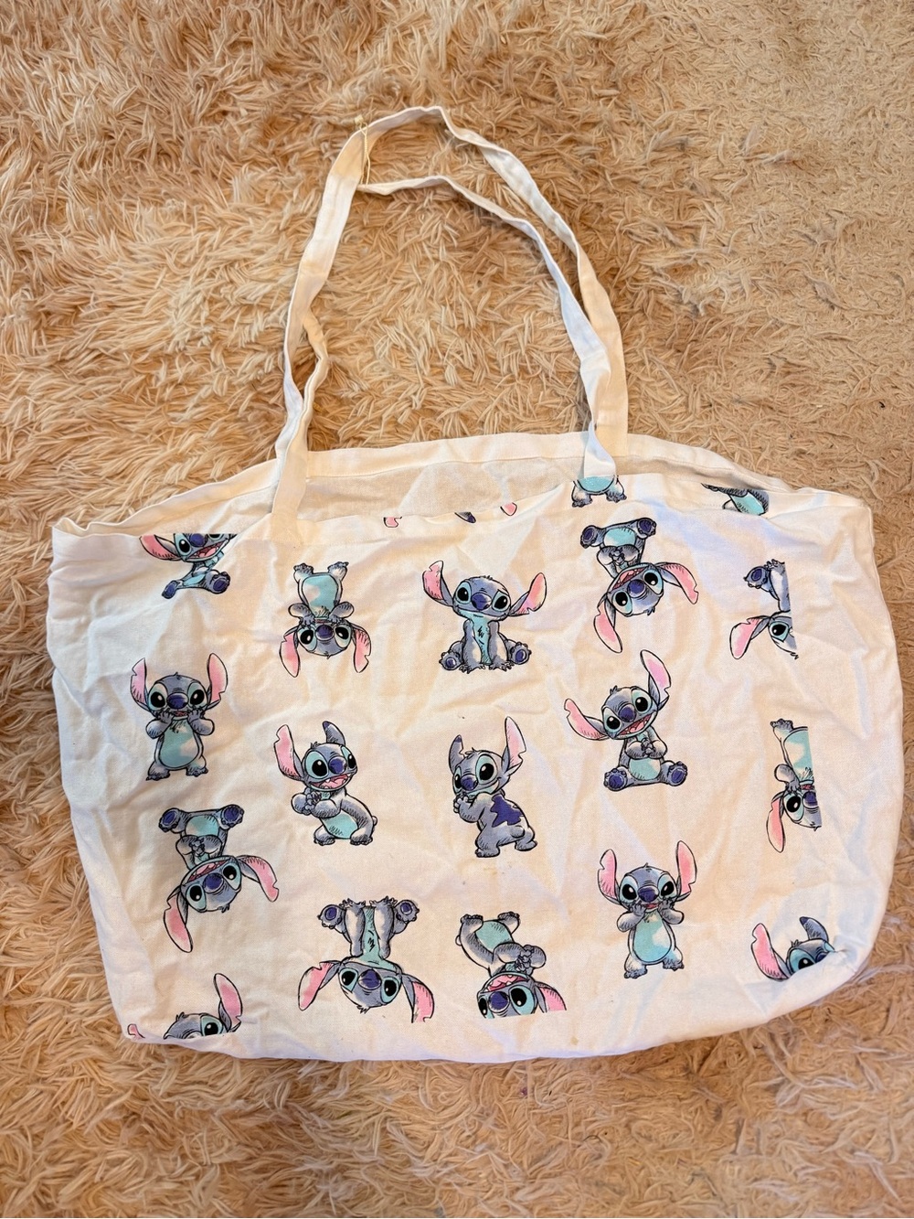 Primark White Disney Cotton Tote with Subtle Pastel Trim